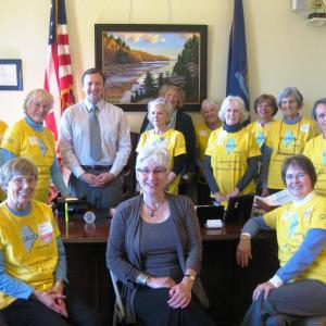 House Speaker Mark Eves meets in his office with the Grandmothers for Reproductive Rights group on April 30. Courtesy of Wendy Eichler