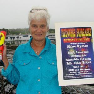 Sally "Sparkle" Bullard promoting a fundraiser for last year's fireworks display. LISA KRISTOFF/Boothbay Register