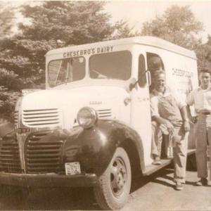 Cheeseboro's Dairy delivery truck with Jim Chesebro and Jerry Hyson, circa 1940. Courtesy of the Boothbay Region Historical Society Cheeseboro's Dairy delivery truck with Jim Chesebro and Jerry Hyson, circa 1940. Courtesy of the Boothbay Region Historical Society