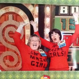 Cama Hagerthy of Boothbay, left, and her childhood friend, Brenda Walfield-Episcopo, on the set of “The Price Is Right” when the show was taped on March 26. Below: The shirts Cama Hagerthy made for her and her friend Brenda's appearance on “The Price Is Right.” Courtesy of Cama Hagerthy Cama Hagerthy of Boothbay, left, and her childhood friend, Brenda Walfield-Episcopo, on the set of “The Price Is Right” when the show was taped on March 26. Courtesy of Cama Hagerthy