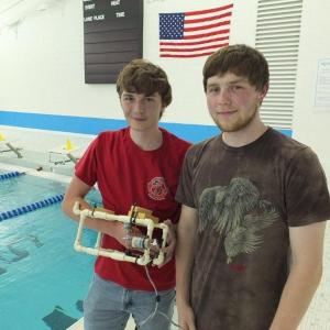 Alex Owen and Dan Murray are headed to Indiana to compete with their submersible robot at the National Seaperch Challenge on May 18.  RYAN LEIGHTON/ Boothbay Register