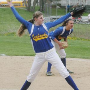 Nicole LaBrecque, a sophomore, pitches during the May 15 game at home against Wiscasset. KEVIN BURNHAM/Boothbay Register Nicole LaBrecque, a sophomore, pitches during the May 15 game at home against Wiscasset. KEVIN BURNHAM/Boothbay Register