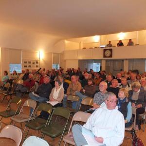 Boothbay voters gather at the Railway Village Town Hall on May 6. RYAN LEIGHTON/Boothbay Register
