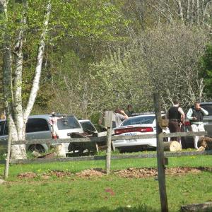 Lincoln County Sheriff Deputies and area law enforcement officials gathered at the home of Jefferson resident Victoria Burbank following a dispute over the town's widening of the road. JOHN MAGUIRE/Wiscasset Newspaper
