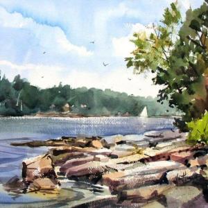 “Morning Sail,” a watercolor by Tony van Hasselt A.W.S. at Maine Art Gallery in Wiscasset. “Morning Sail,” a watercolor by Tony van Hasselt A.W.S. at Maine Art Gallery in Wiscasset.
