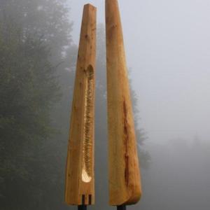 Herb Ferris’ “Not One, Not Two,” an imposing piece of sculpture sited along the entry drive at Coastal Maine Botanical Gardens, is part of the new “Living Wood” exhibit. The public is invited to a free reception on Thursday, June 27, from 5 to 7 p.m. Courtesy of Herb Ferris Herb Ferris’ “Not One, Not Two,” an imposing piece of sculpture sited along the entry drive at Coastal Maine Botanical Gardens, is part of the new “Living Wood” exhibit. The public is invited to a free reception on Thursday, June 27, from 5 to 7 p.m. Courtesy of Herb Ferris