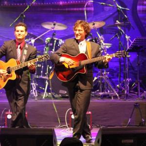 Guitarists Vinny Raniolo, right, and Frank Vignola during a performance at the Opera House in 2012. Brought back by popular demand, the pair return to the Opera House stage  on July 18. Robert Mitchell photo