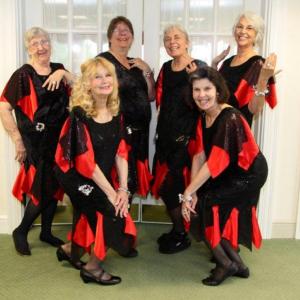 These ladies recreate the Charleston, the signature dance of the 1952 film "Has Anybody Seen My Gal."  Pictured from left are, back row: Carolyn Gray, Catherine Rolerson, Polly Steadman and Carolyn Maunz; front row: Viola Glendinning and Sally Kinney. Courtesy of Carol Teel