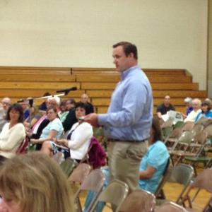 Boothbay Town Manager Jim Chaousis questions an increase in the CSD 2013-2014 budget. LISA KRISTOFF/Boothbay Register
