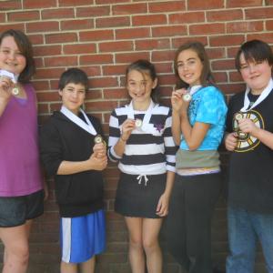Bronze medal winners are, from left, Kelsey Poore, Michael Hollowell, Chloe Arsenault, Ella Yentsch and Jack Buthy met their step goals at least four times a week for five weeks as part of the pedometer program. Photos courtesy of Rita Arnold