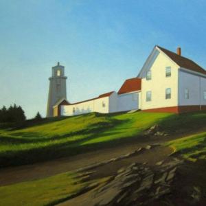 "Lighthouse on the hill," by Kevin Beers. Below: "Blue Ocean," porcelain by Tim Christensen. "Lighthouse on the hill," by Kevin Beers.