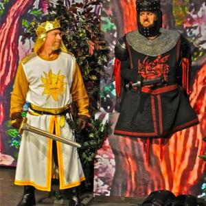 The Black Knight (Alan Baldwin) tries to convince King Arthur (John Adams) that he only has a “flesh wound” in the Boothbay Playhouse production of “Spamalot.” The show is rated PG-13 and runs June 27 through July 13. Tickets are $23 for adults, $19 for children 17 years old or younger and can be purchased at the Boothbay Playhouse box office or by calling 207-633-3379. Courtesy of Boothbay Playhouse The Black Knight (Alan Baldwin) tries to convince King Arthur (John Adams) that he only has a “flesh wound” in the Boothbay Playhouse production of “Spamalot.” The show is rated PG-13 and runs June 27 through July 13. Tickets are $23 for adults, $19 for children 17 years old or younger and can be purchased at the Boothbay Playhouse box office or by calling 207-633-3379. Courtesy of Boothbay Playhouse