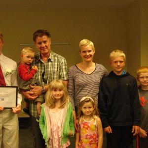 Liam Conlin left, stands with his family at the Young Entrepreneurs Academy Commencement. At his left are Desmond (held by the Conlin patriarch, Robert), mother Eve, Nolan, Patrick; front, Nora and Iris. Courtesy of Southern Midcoast Maine Chamber Liam Conlin left, stands with his family at the Young Entrepreneurs Academy Commencement. At his left are Desmond (held by the Conlin patriarch, Robert), mother Eve, Nolan, Patrick; front, Nora and Iris. Courtesy of Southern Midcoast Maine Chamber