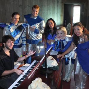 The Rocket Man cast rehearses with new Music Director Paolo Perez. LISA KRISTOFF/Boothbay Register