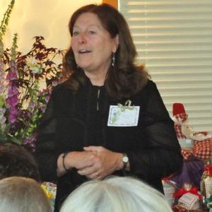 Betsey-Ann Golan of Common Folk Farm answers questions from Garden Club Federation of Maine members about harvesting lavender. LISA KRISTOFF/Boothbay Register