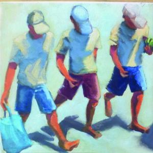"Three Beach Boppers," a 12-inch x 12-inch oil on canvas by Don Josephson now at Studio 53 in Boothbay Harbor. "Three Beach Boppers," a 12-inch x 12-inch oil on canvas by Don Josephson now at Studio 53 in Boothbay Harbor.