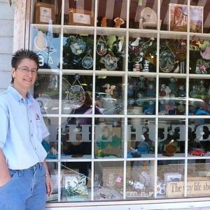 New owner Sheri Manzi outside the Hutch, the store with all the gorgeous glass in the windows. KATRINA CLARK/Boothbay Register New owner Sheri Manzi outside the Hutch, the store with all the gorgeous glass in the windows. KATRINA CLARK/Boothbay Register