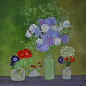 “Sweet peas, etc.” 24-inch x 22-inch by Sylvia Alberts, 2006. “Sweet peas, etc.” 24-inch x 22-inch by Sylvia Alberts, 2006.