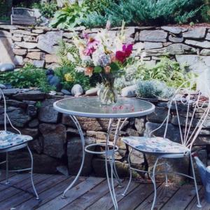 A view from the kitchen of the lily pond and walls. Courtesy of Carlton Plummer
