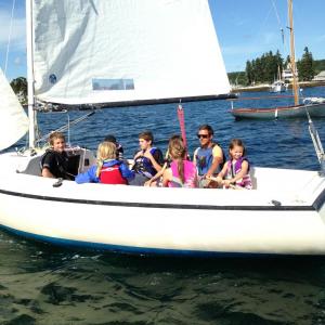 Young sailors enjoy good weather in the harbor. Courtesy of Boothbay Sea and Science Center