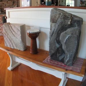 TWO SMALLER SCULPTURES sit inside the Royalls' home. SUZI THAYER/Boothbay Register