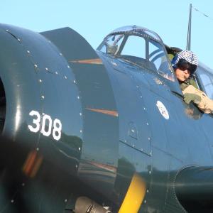 Warbirds pilot Sam Graves completes an August 5 landing of an Avenger that once sunk two ships in one day. SUSAN JOHNS/Wiscasset Newspaper
