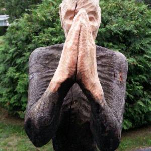 “Satyagraha,” a sculpture in white pine by Douglas Gimbel. A commission for Marshall Irving, the piece was six years in the making. Courtesy of  Douglas Gimbel