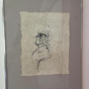 “The Thinker,” pen and ink by M.. Holland Bartsch. Courtesy of Mathias Fine Art