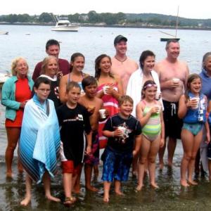 Cabbage Island swimmers gather on the Sprucewold beach. Courtesy of Joanne Carlisle Cabbage Island swimmers gather on the Sprucewold beach. Courtesy of Joanne Carlisle