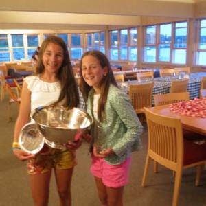 Jax van der Veen (left) shares with sister, Emma, the excitement of winning the Rudolph Geiger Award for the outstanding Junior Sailor of the 2013 BHYC Junior season. Courtesy of Louise Holmes