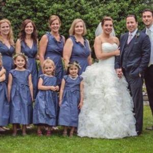 The wedding party gathers on the lawn of the Edgecomb Congregational Church. The wedding party gathers on the lawn of the Edgecomb Congregational Church.