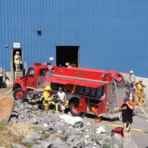 Firefighters get ready to enter Washburn & Doughty on Tuesday afternoon. RYAN LEIGHTON/Boothbay Register