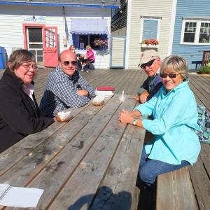 David Porter and his wife, Jane, left, and Denny and Elaine Thomas from Vermont. SUZI THAYER/Boothbay Register