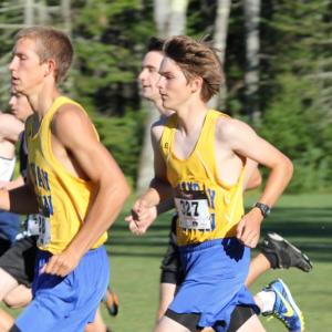 Dynamic duo seniors Benn Scully and Robert Campbell kicked off thde 2013 cross country season in high style on Friday at Medomak. SUE MELLO/Boothbay Register