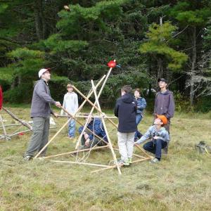Scouts build and use a catapult to hurl potatoes at the Camporee. Courtesy of Sarah Sherman