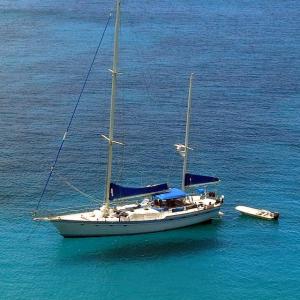 Sandcastle at anchor in the Virgin Islands. Sailing tip: “(Mayonnaise) doesn't need to be refrigerated,” Allen said, even in the heat of the Virgin Islands. “There's limited space for refrigeration in a boat's galley, and if anything doesn't need to be refrigerated, it isn't. What contaminates the mayonnaise is a knife or spoon that has touched other food before scooping out mayonnaise.”