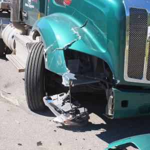 The damaged front end of the truck. GARY DOW/Boothbay Register