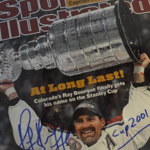 A signed Sports Illustrated cover by former Boston Bruin Ray Bourque is another item that will be featured at the Boothbay Charities Classic sports auction. RYAN LEIGHTON/Boothbay Register