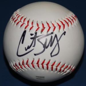 A baseball signed by Red Sox pitcher Curt Schilling will be featured at the sports auction on September 27. RYAN LEIGHTON/Boothbay Register
