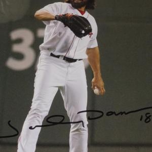 A 8.5 by 11-inch color photo autographed by former Red Sox slugger Johnny Damon will be featured at the sports auction. RYAN LEIGHTON/Boothbay Register