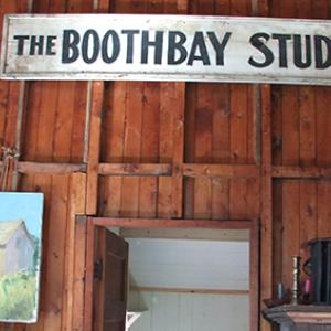 The original sign from Allen’s grandfathers Boothbay Harbor art studio. Courtesy of Rik Allen and Ann Gracie