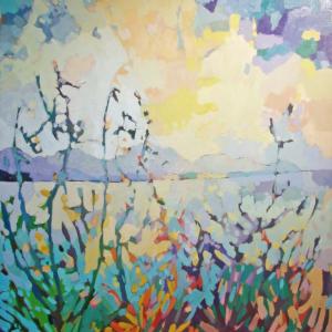 “View to Mt. Desert from the Marsh,” oil, 54 x 44 inches, Henry Isaacs  