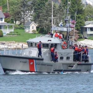 Ever ready rescuers Ken Rosen and Austin Treworgy gave high points to the local Coast Guard for its quick response to a distress call outside of Boothbay Harbor on August 22. File photo