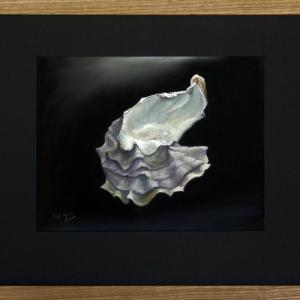 Framed Oyster Shell-Siamese Twins from Sunset Beach, WA, by Carol Abitabilo Ast.
