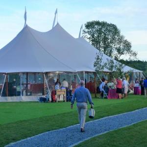 More than 230 guests pack the giant tent set up on the Boothbay Harbor Country Club’s driving range. KATRINA CLARK/Boothbay Register