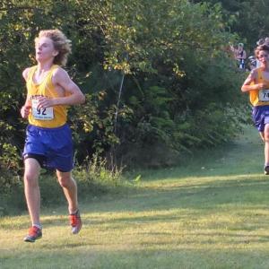 The heat and humidity put a damper on individual running times but did not affect BRHS cross country teams’ overall performance. Both boys and girls teams took first place at the September 11 meet at Winthrop. Pictured here, Joey Paolillo, who finished second for the Seahawks and third overall, and Robert Campbell, who finished fourth overall. With their five scorers in the top ten finishers, the boys lodged an easy victory in tough conditions. SARAH MORLEY/Boothbay Register