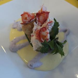 This winning entry, created by Mike Ham of Tugboat Inn, consisted of cannolis stuffed with herbed cream cheese and lobster, with a blueberry creme anglaise. SUZI THAYER/Boothbay Register