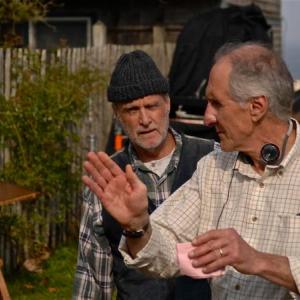 ROBERT MRAZEK, forefront, writer, codirector/producer of "Catatonk Blues" discusses a scene with Marshall Bell (Big Sherm). Courtesy of Thomas Hurd, Catatonk Blues