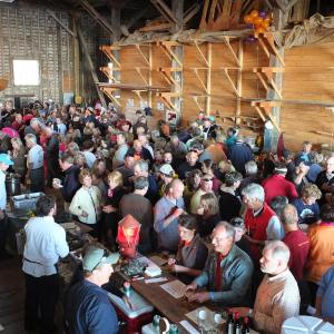 Crowds pack the Boothbay Harbor Shipyard for the Chili and Chowder Challenge, a highly anticipated event at this year's Harbor Fest. GARY DOW/ Boothbay Register