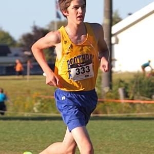 Senior Jack Hasch smashed his prior PR on Saturday with a 18:01 finish and fourth place among BRHS runners. SUE MELLO/Boothbay Register